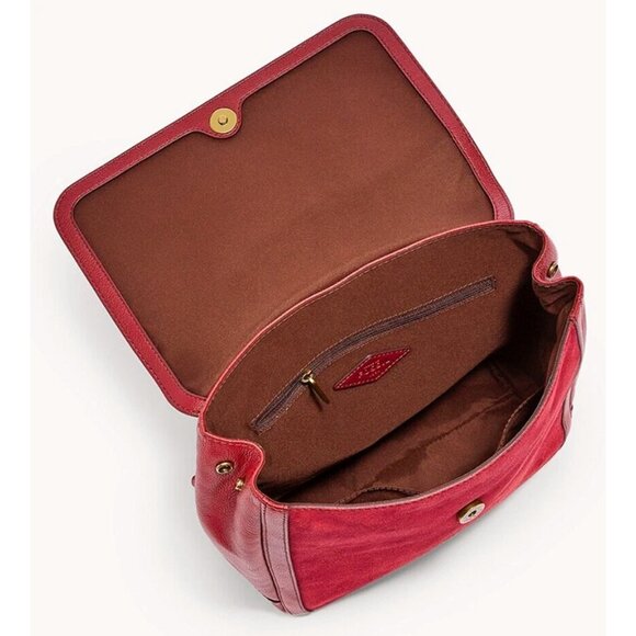 S Fossil Claire Dark Red Leather & Suede Backpack SHB3045627 NWT $200 Retail main image 5